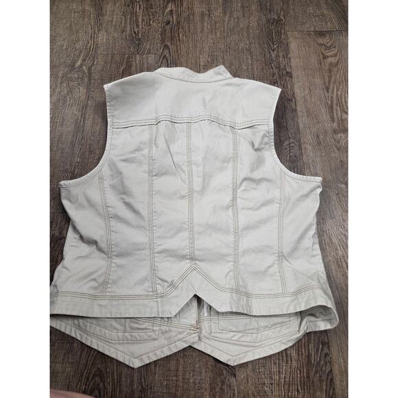 Coldwater Creek Women's Canvas-Like Contrast Stitch Vest Beige Size 14 XL - Picture 4 of 4